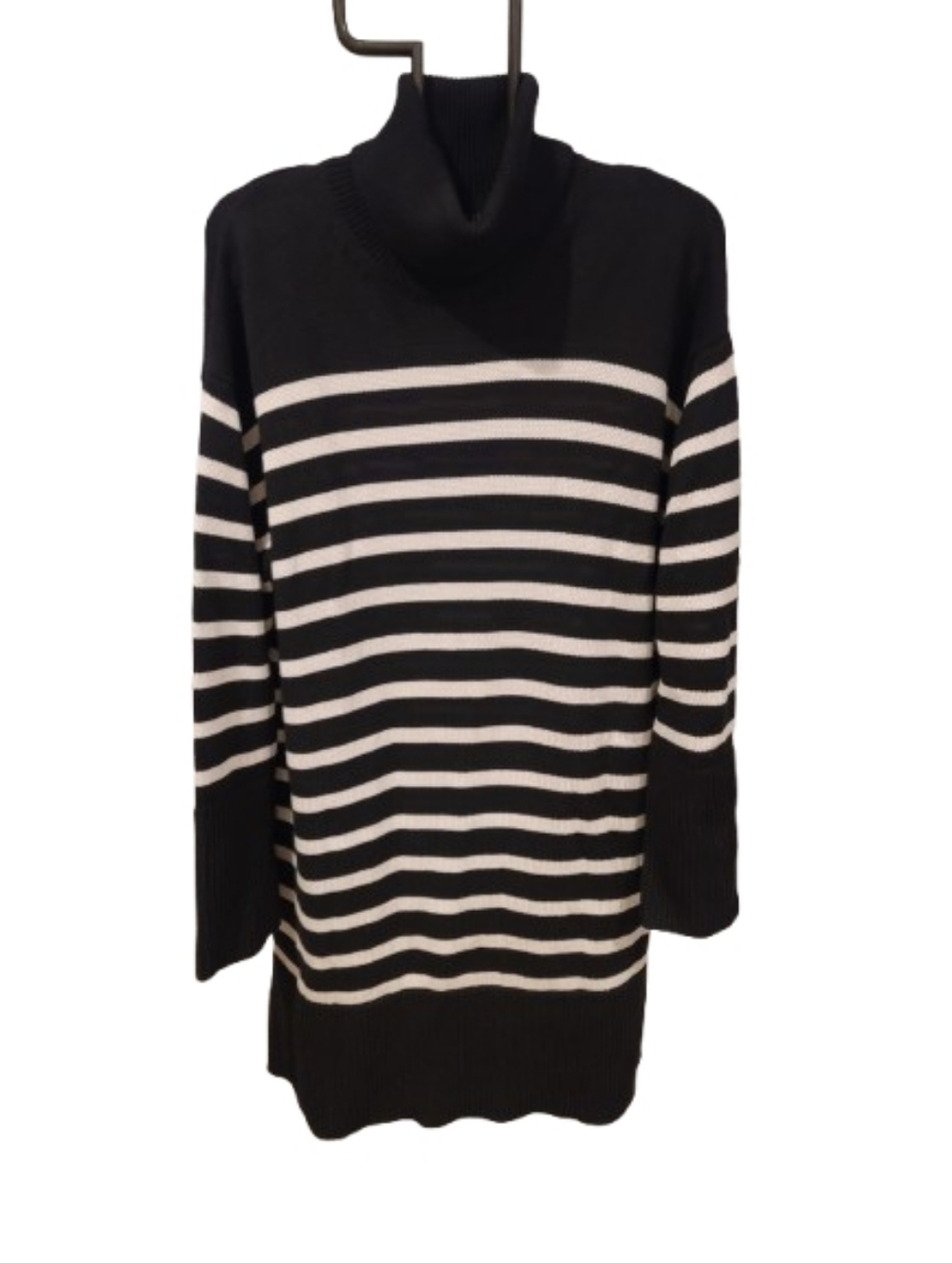 GAP Turtleneck Sweater Dress Black and White Striped Medium - Picture 3 of 11
